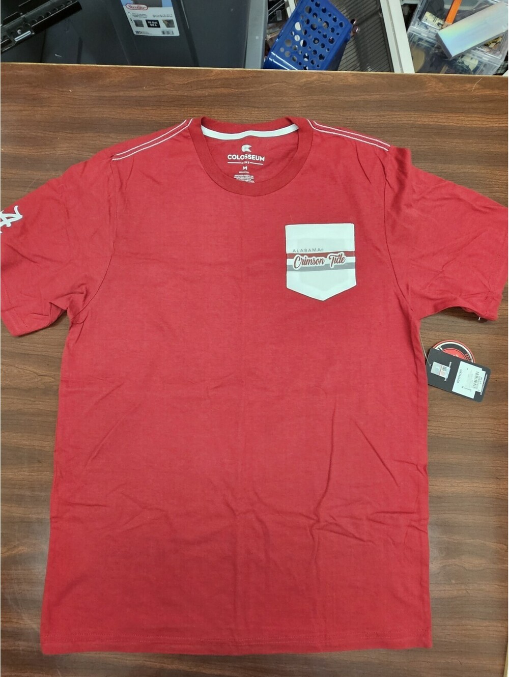 NWT Colosseum Athletics Alabama Crimson Tide Men's Medium Red White Pocket Shirt